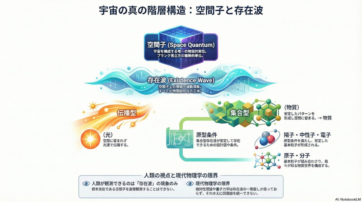 宇宙の真の階層構造：空間子と存在波