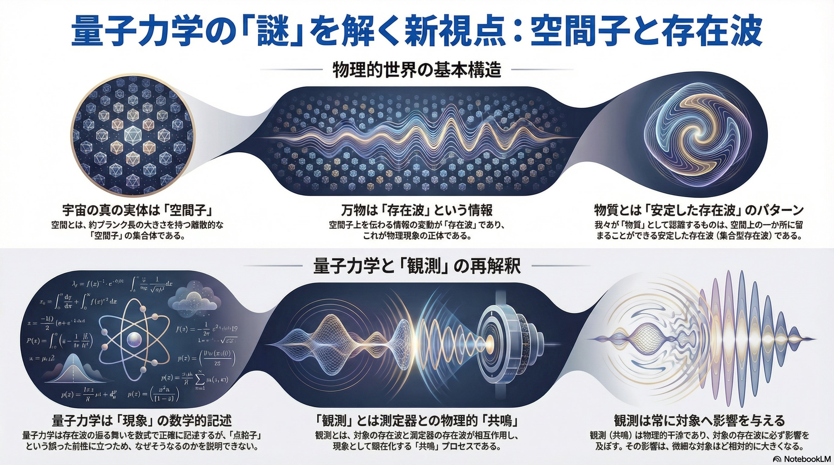 量子力学の謎を解く新視点：空間子と存在波