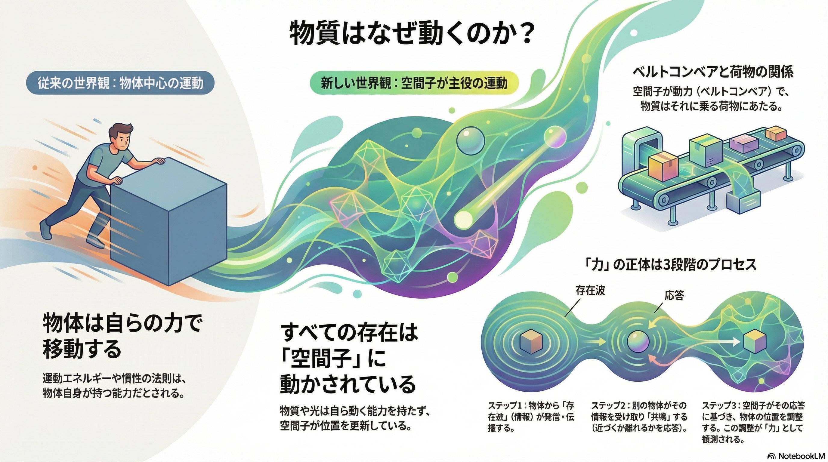 物質はなぜ動くのか：力の3段階プロセス